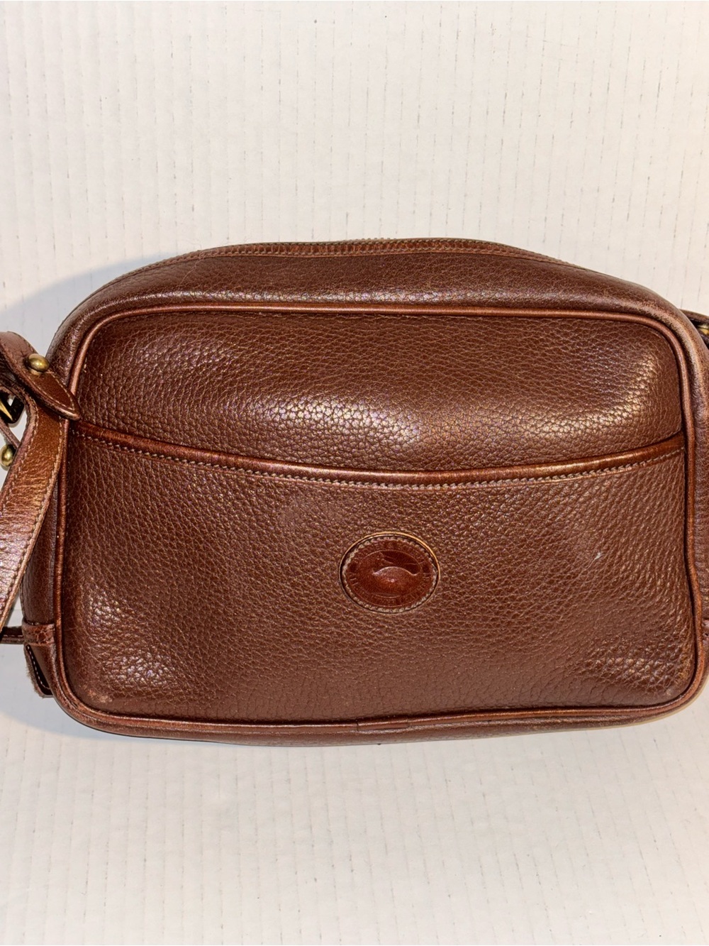 Dooney & Bourke Brown Pebbled Leather Messenger Crossbody